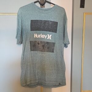 Hurley Green Short Sleeve Tee with Graphic Design